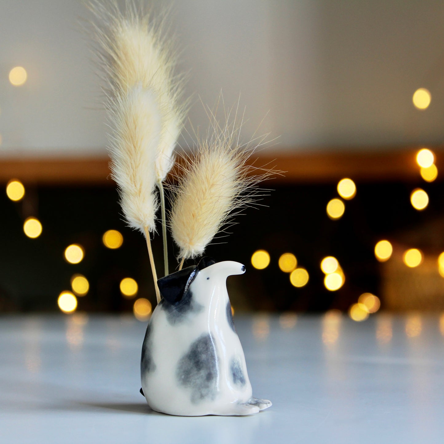 Ceramic dog dried flower holder