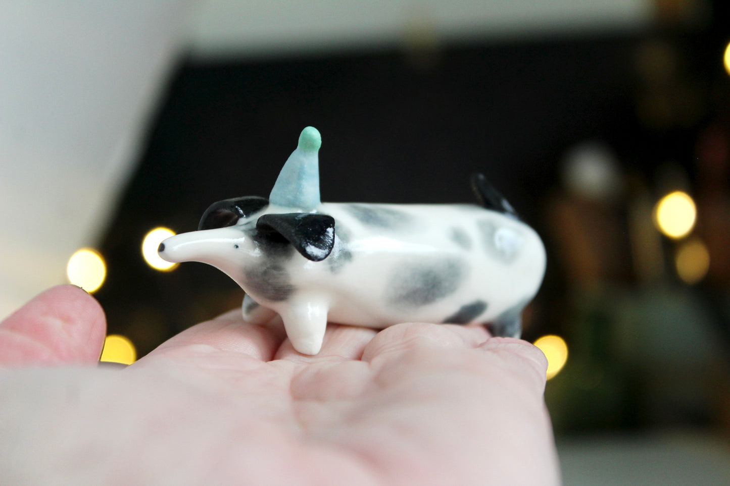 Sausage dog in party hat ornament