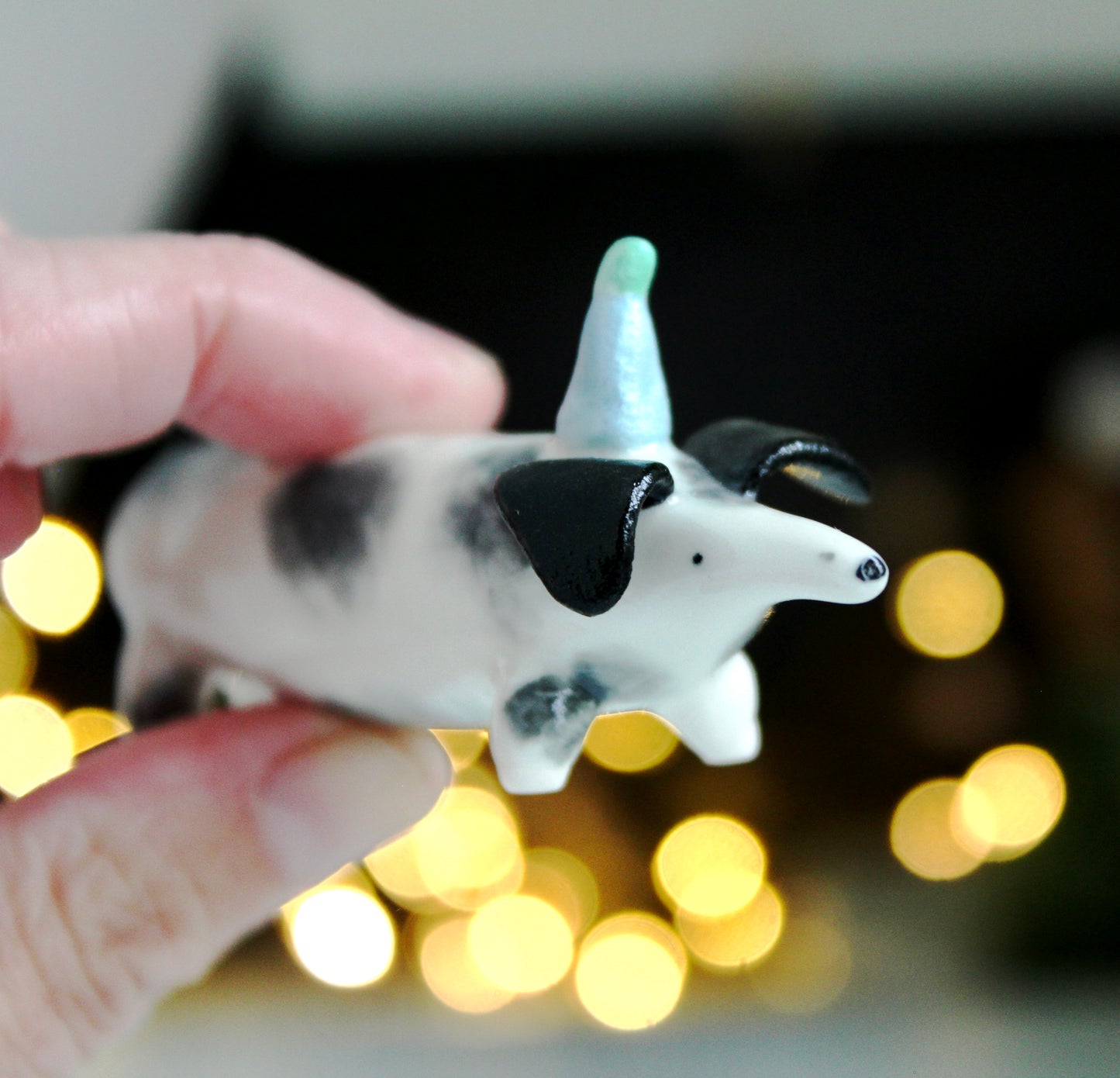 Sausage dog in party hat ornament