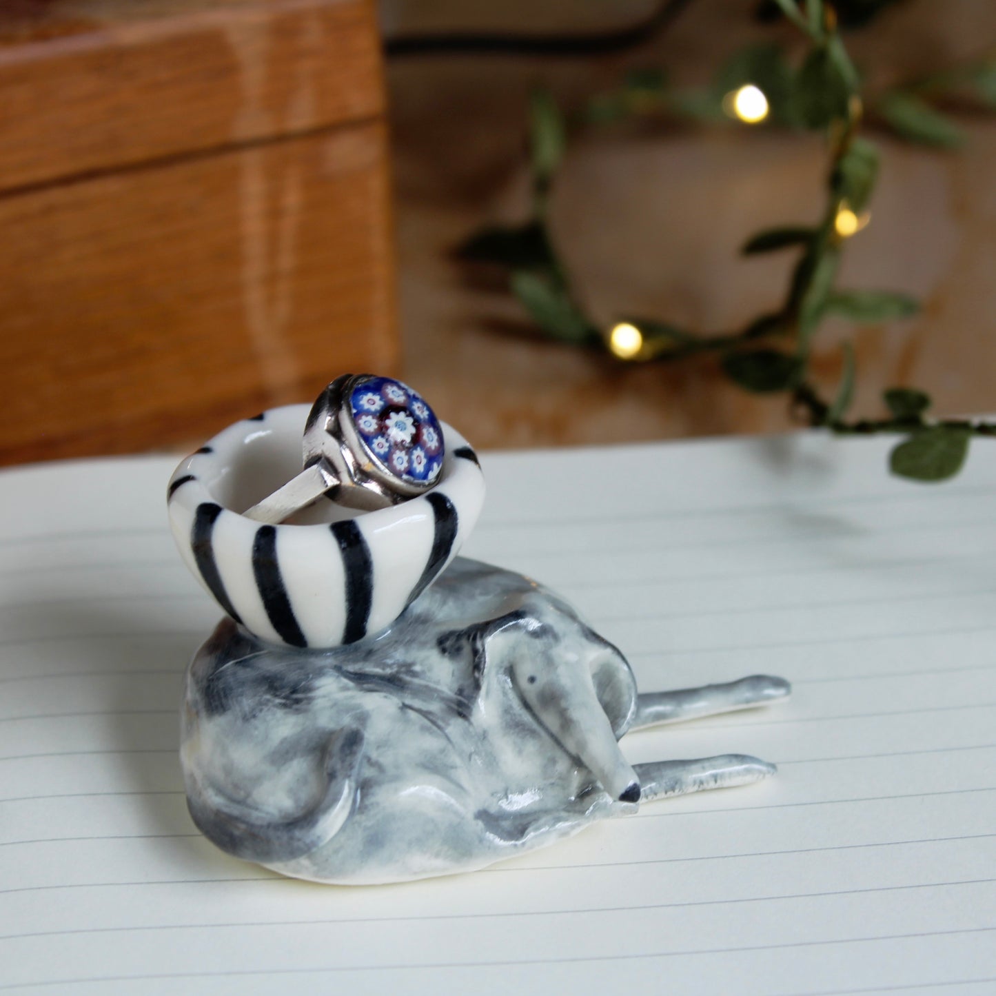 Ceramic Greyhound ring dish
