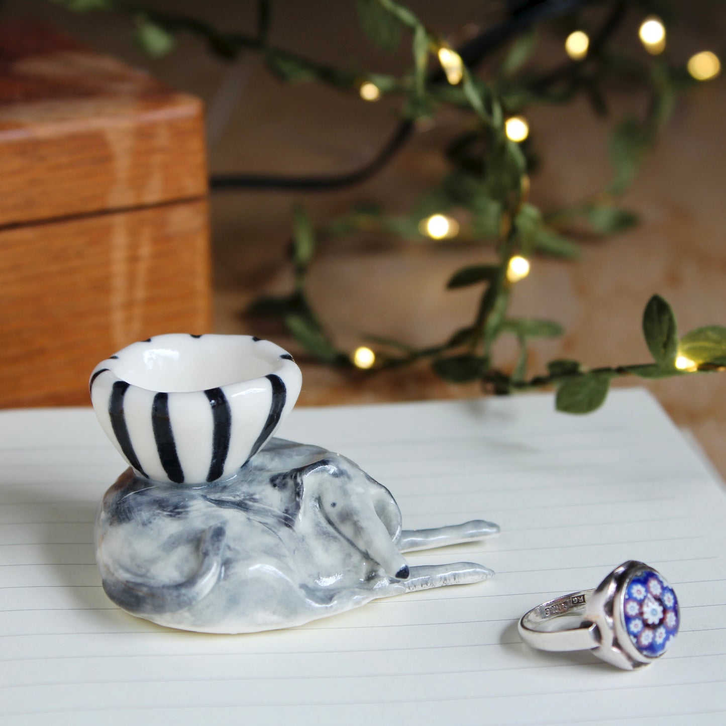 Ceramic Greyhound ring dish