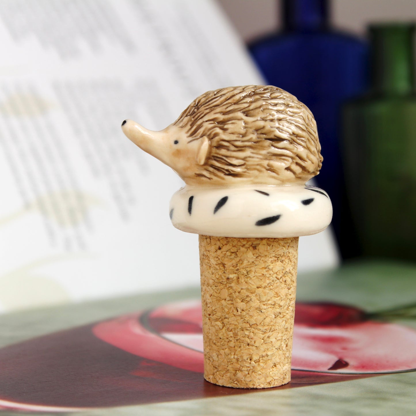 Ceramic hedgehog wine bottle stopper