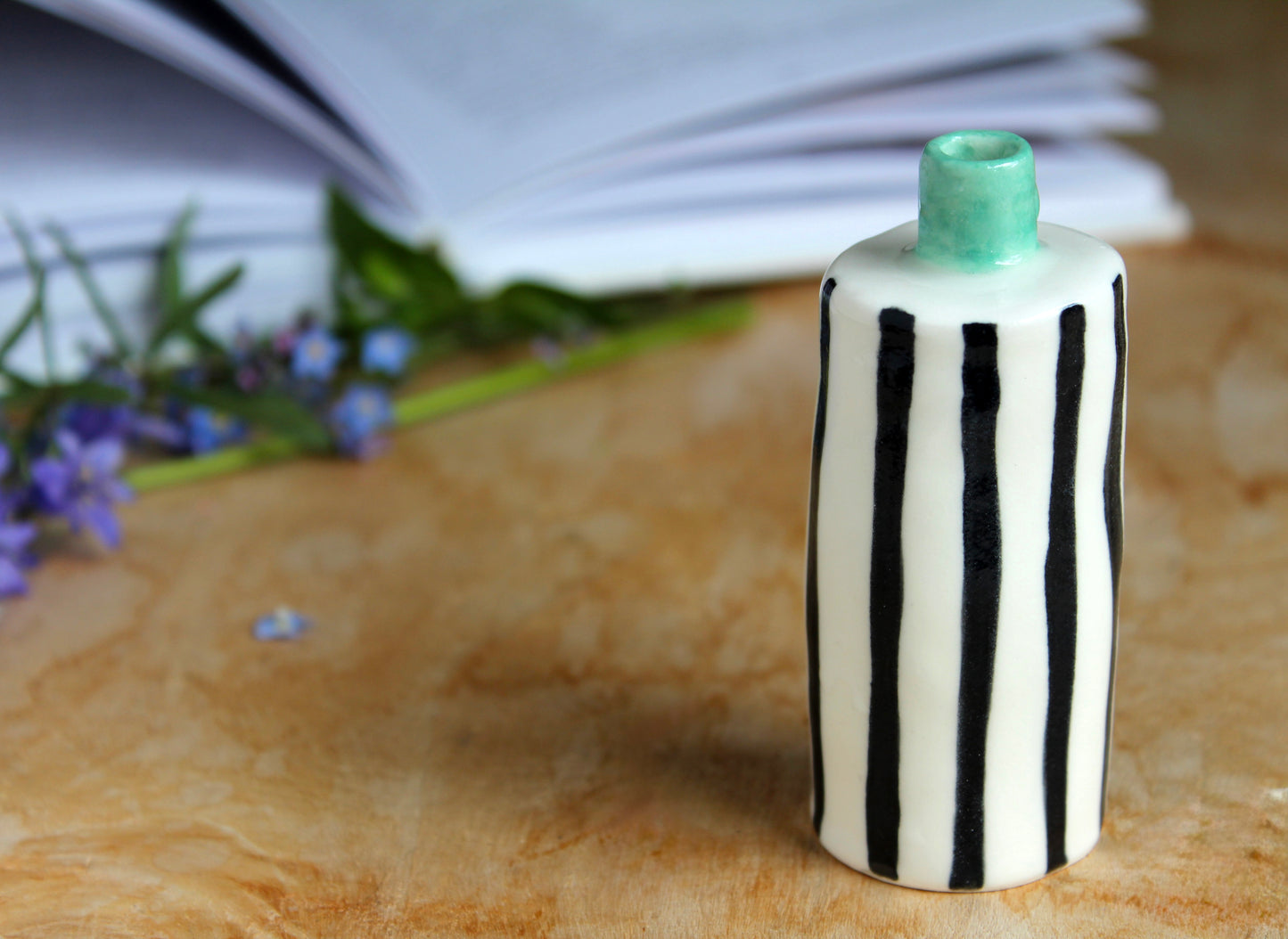 Small striped single stem bud vase