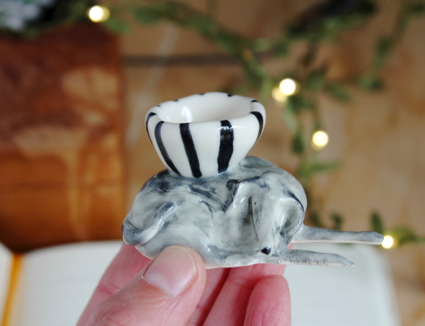 Ceramic Greyhound ring dish