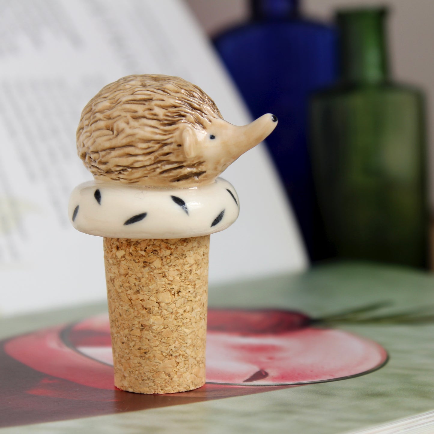 Ceramic hedgehog wine bottle stopper