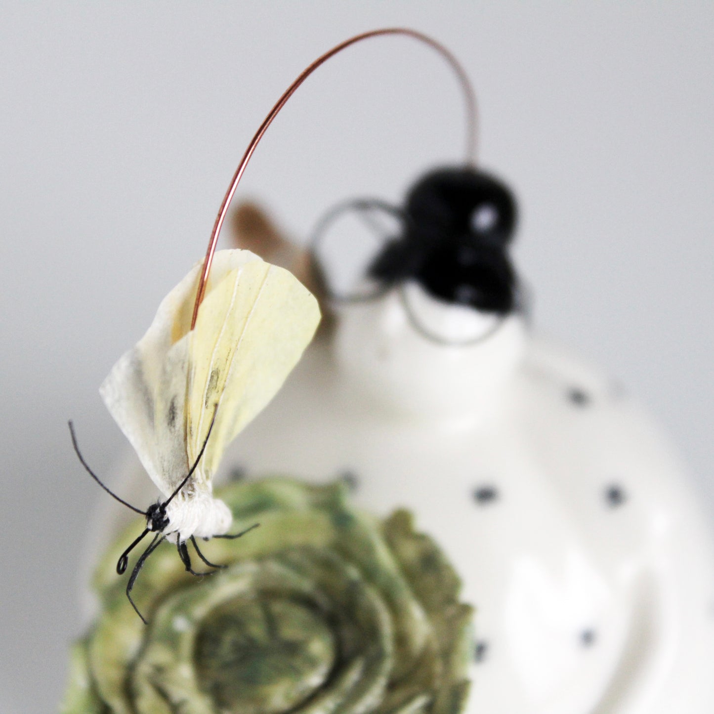 Ceramic Stargazer with Cabbage White Butterfly