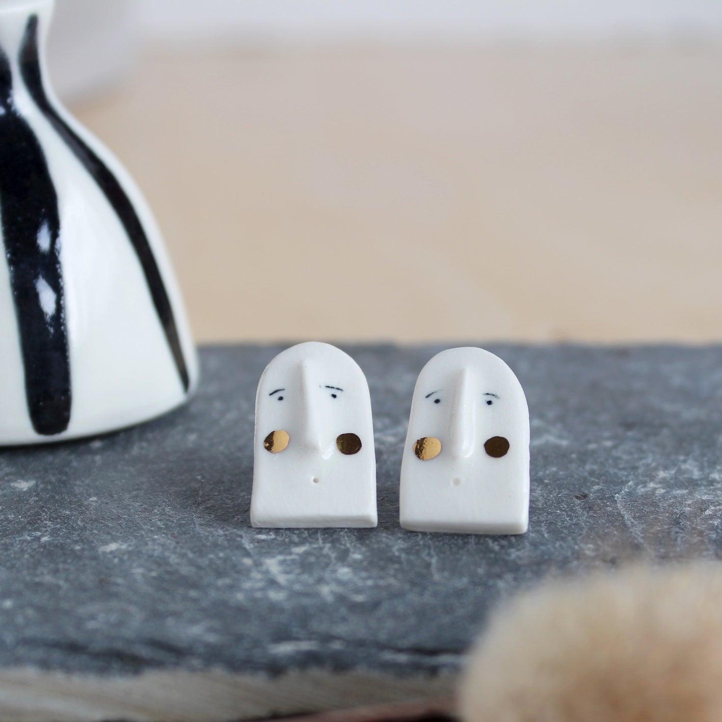 Ceramic Long Face Earrings