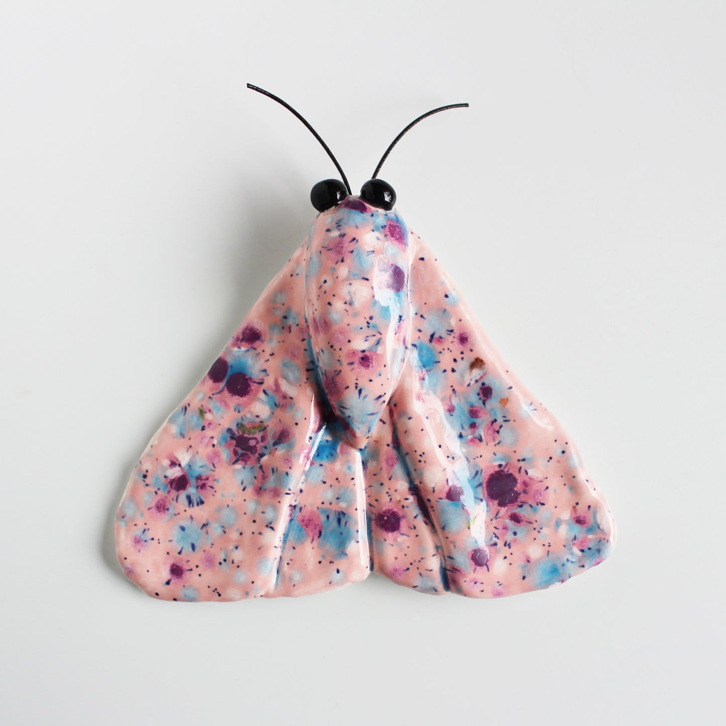 Ceramic Pink Speckled Moth Wall Decor