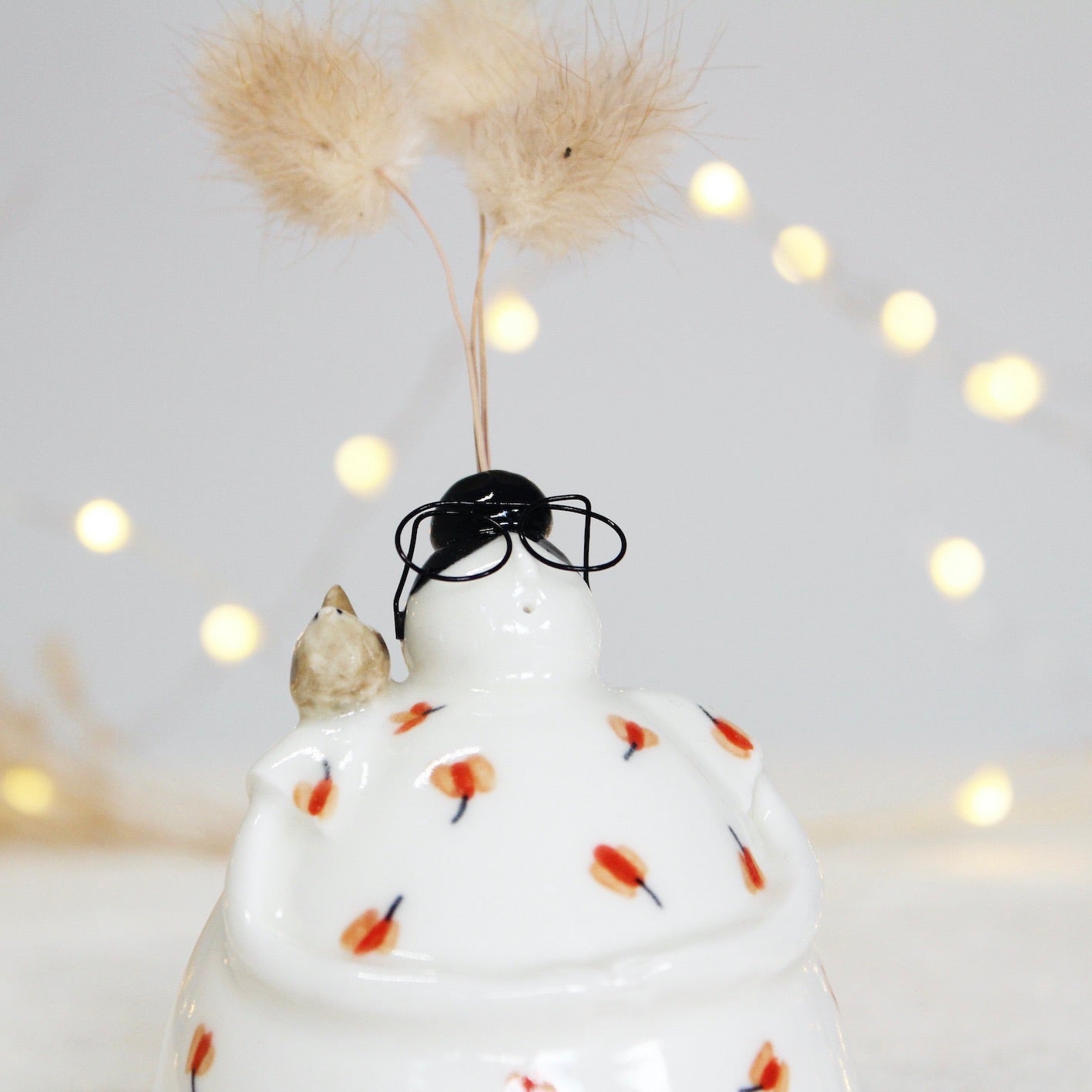 Ceramic Stargazer with Brown Bird