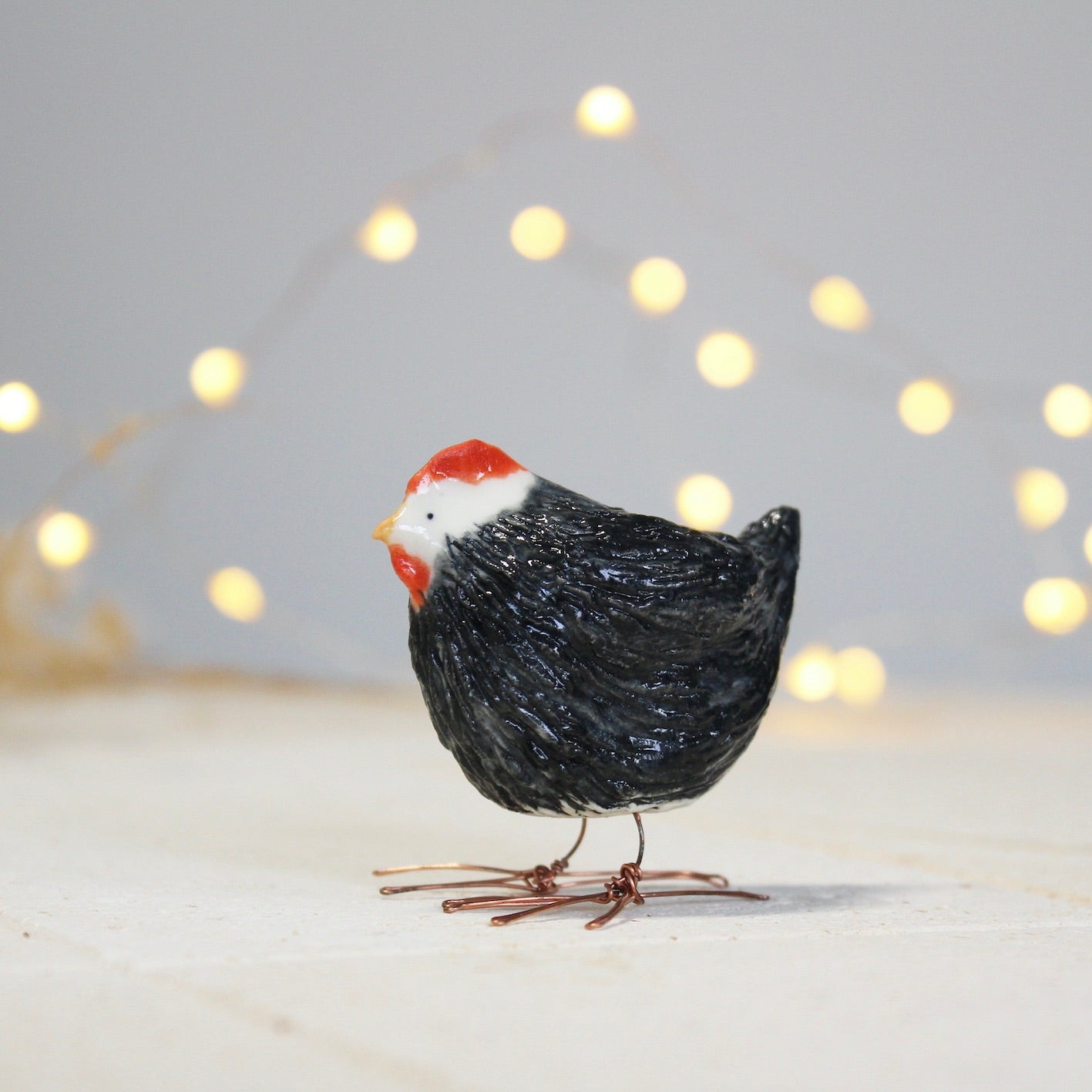 Ceramic Black Hen Ornament