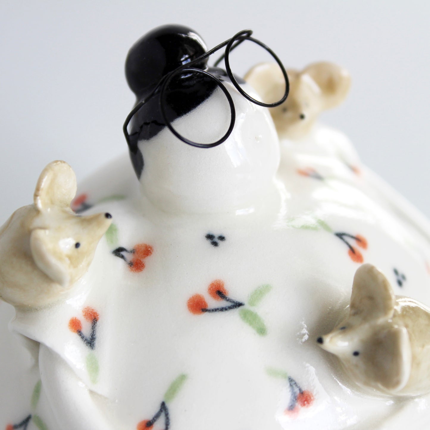 Ceramic Stargazer with Three Little Mice.