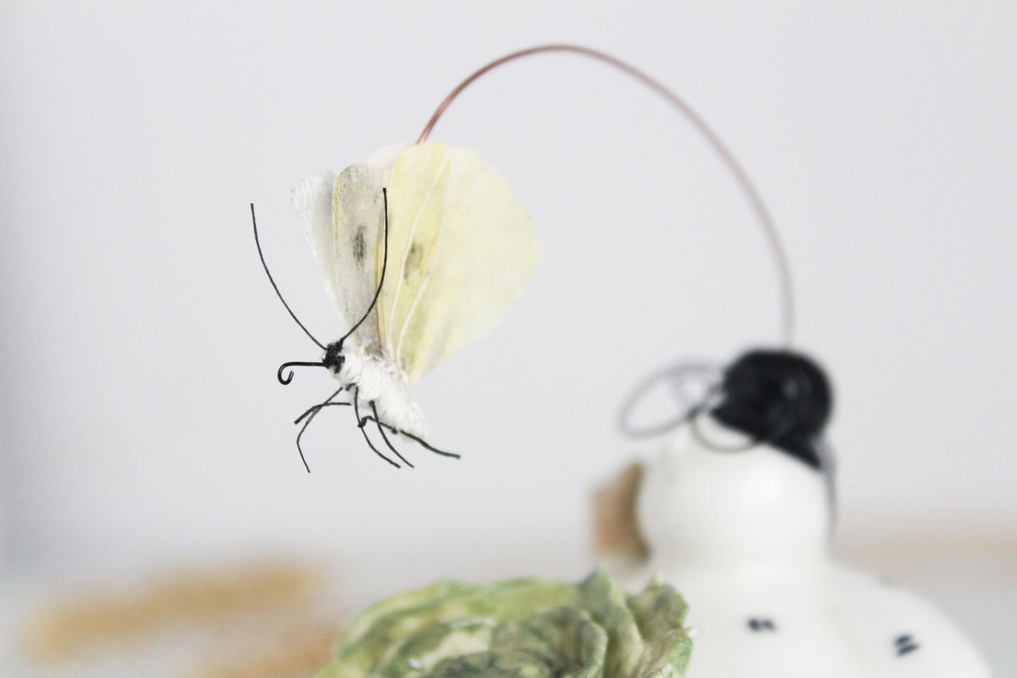 Ceramic Stargazer with Cabbage White Butterfly
