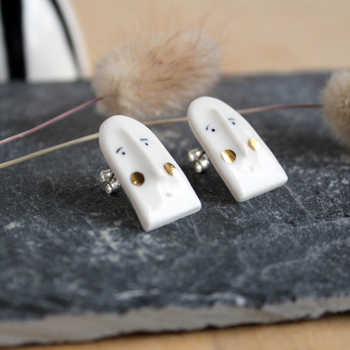 Ceramic Long Face Earrings