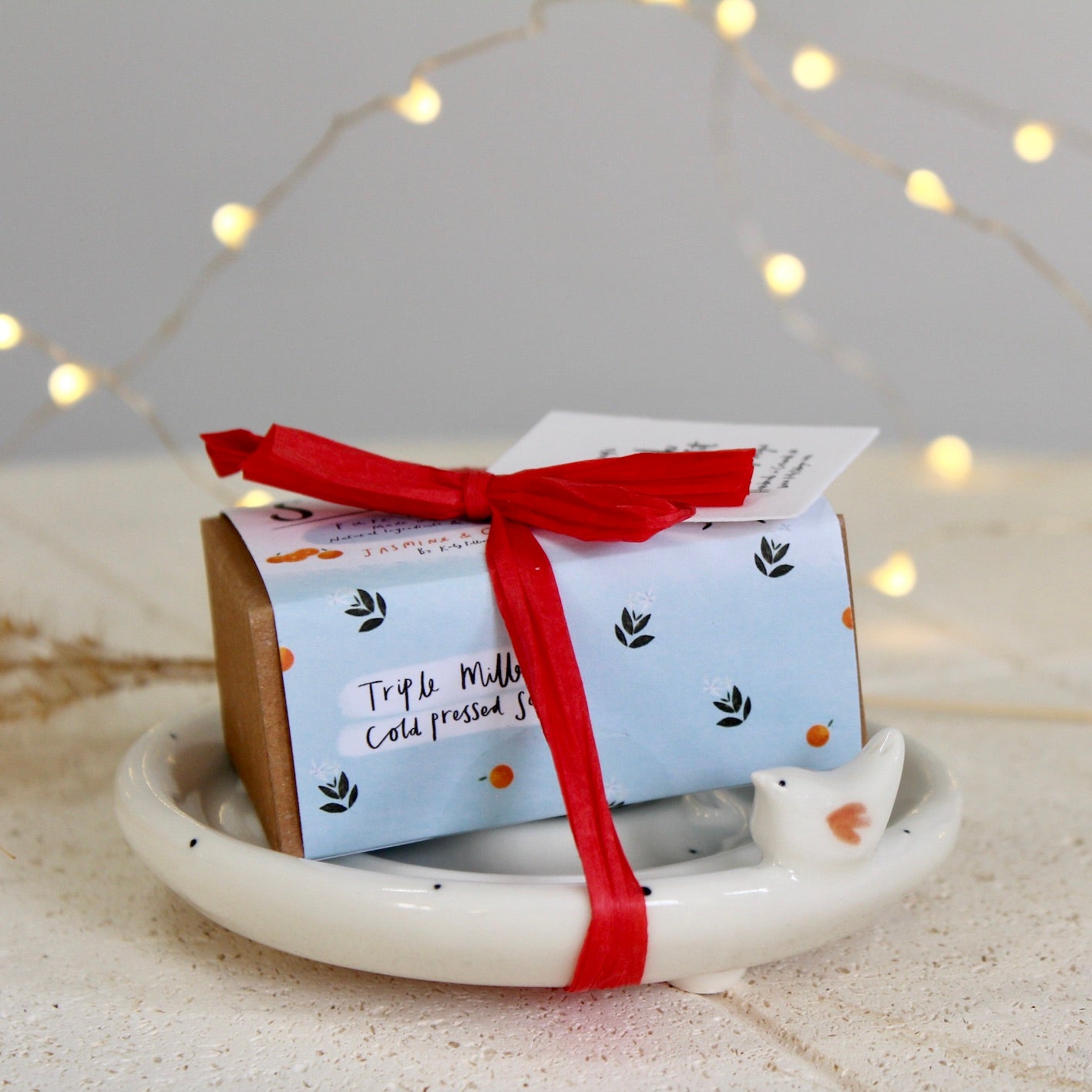 Ceramic Bird Soap Dish and Soap Gift Set
