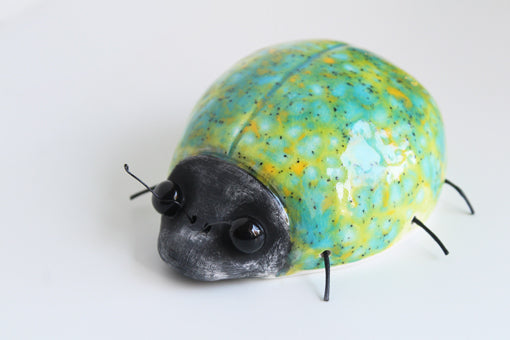 Ceramic Green Spotted Ladybird Wall Decor