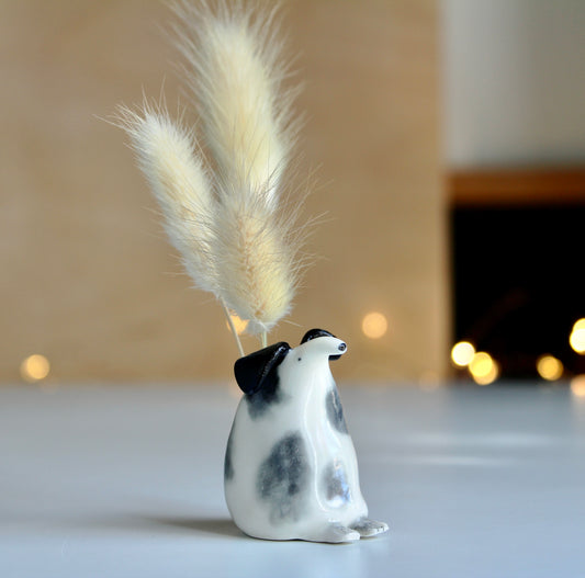 Ceramic dog dried flower holder