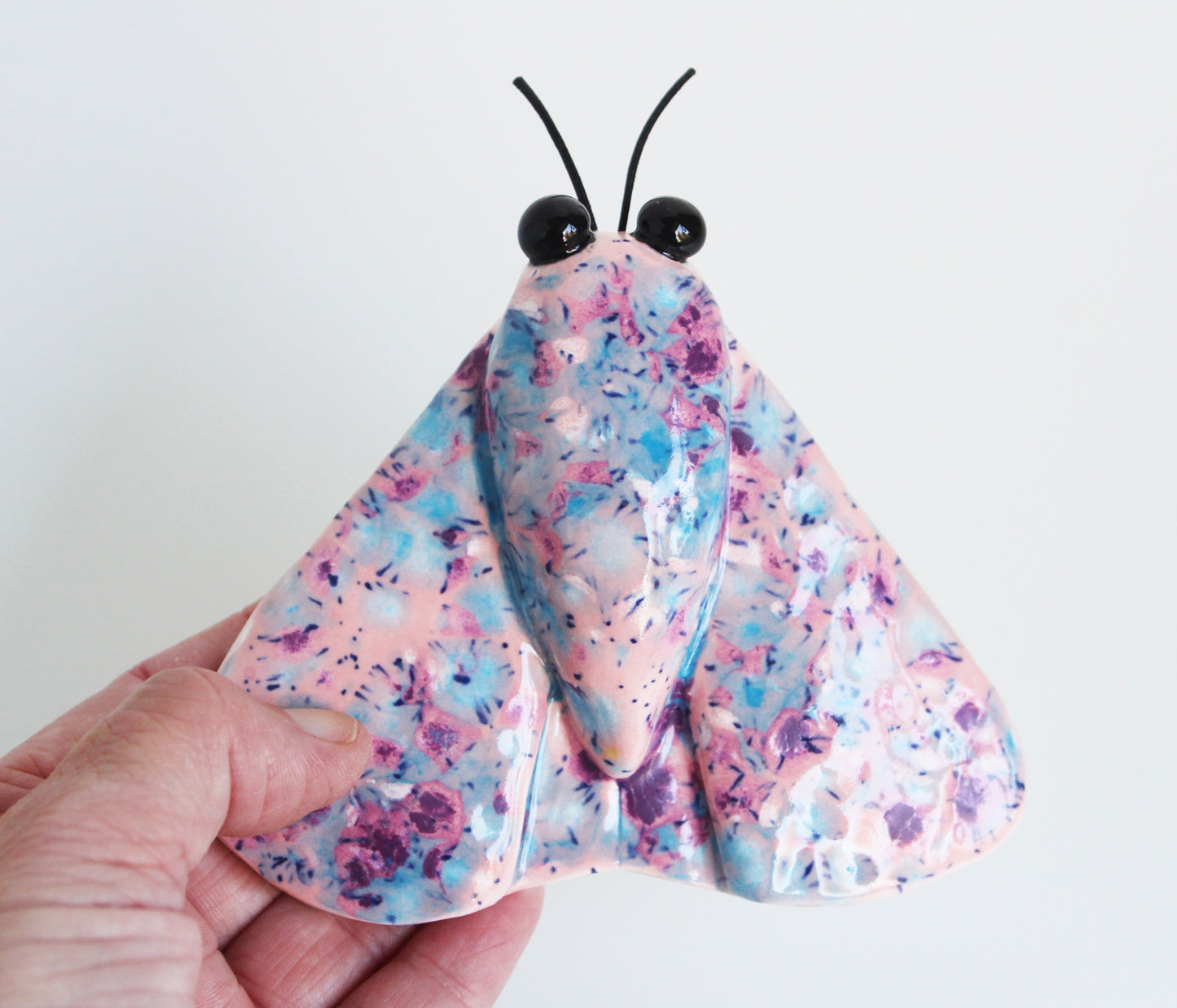 Ceramic Pink Speckled Moth Wall Decor