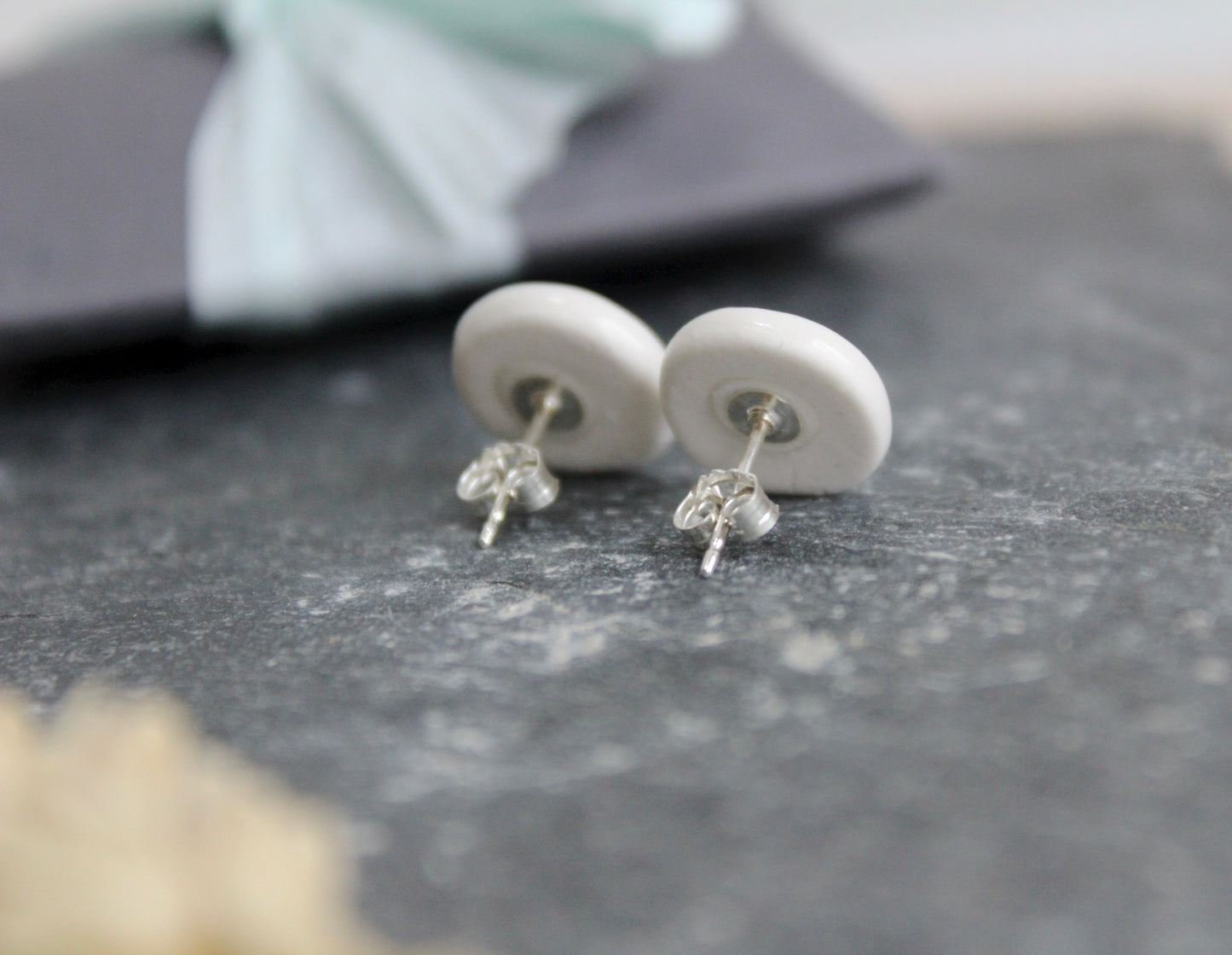 Handmade Ceramic Earstuds with Brushed Gold Lustre