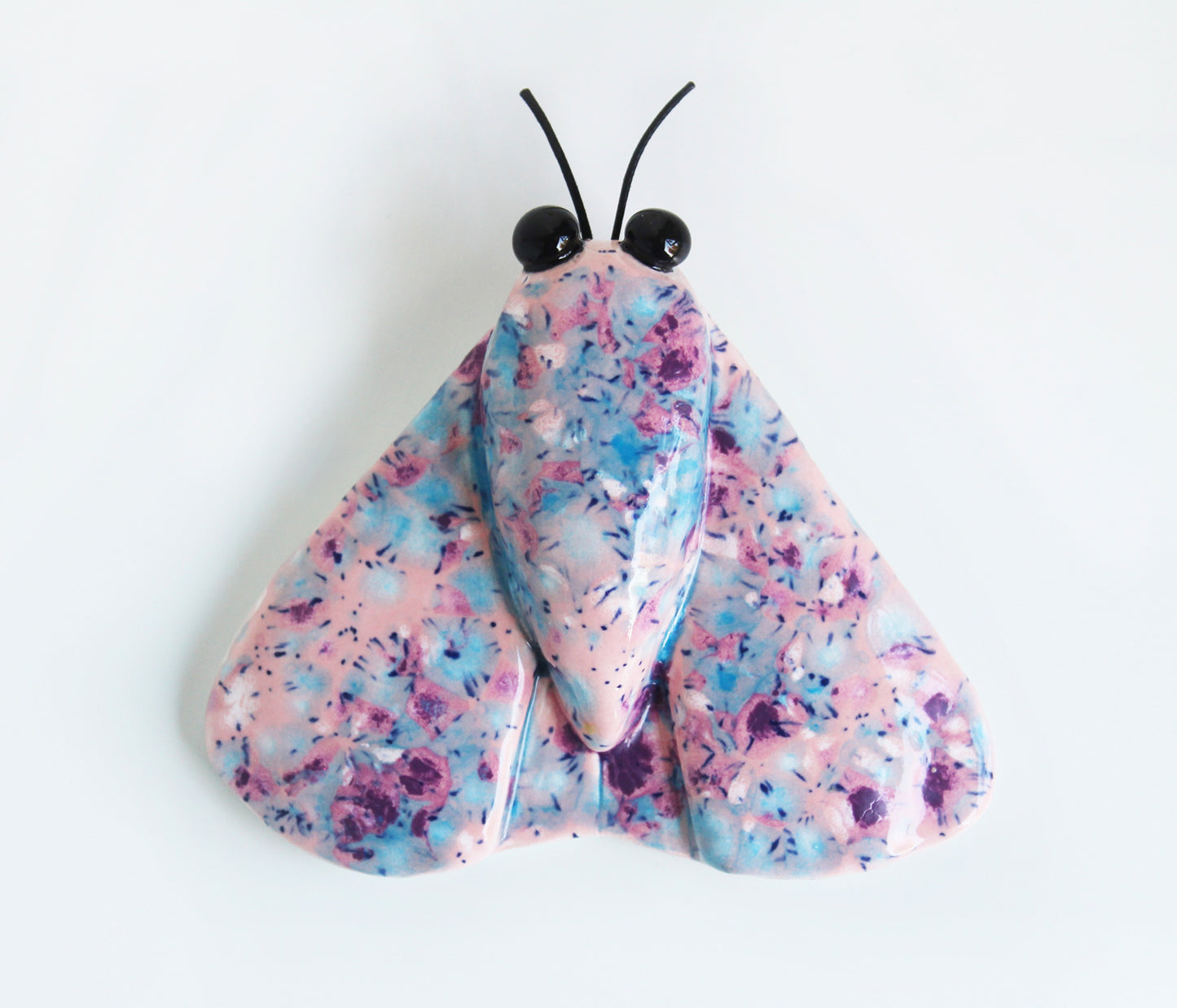 Ceramic Pink Speckled Moth Wall Decor