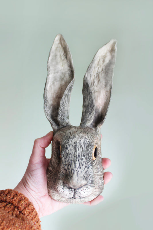 Ceramic Hare Animal Head for the wall