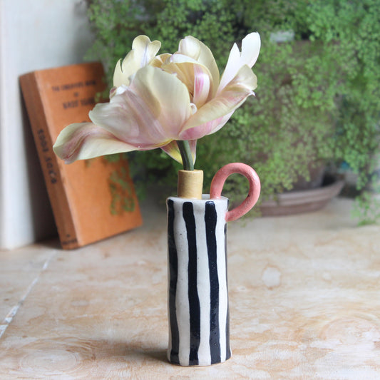 Small striped single stem bottle vase