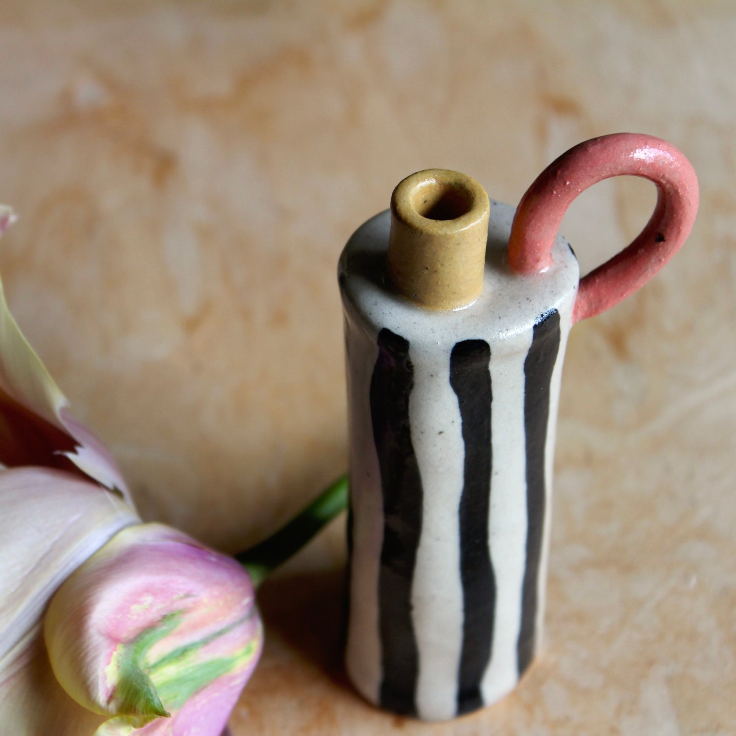 Small striped single stem bottle vase