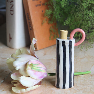 Small striped single stem bottle vase