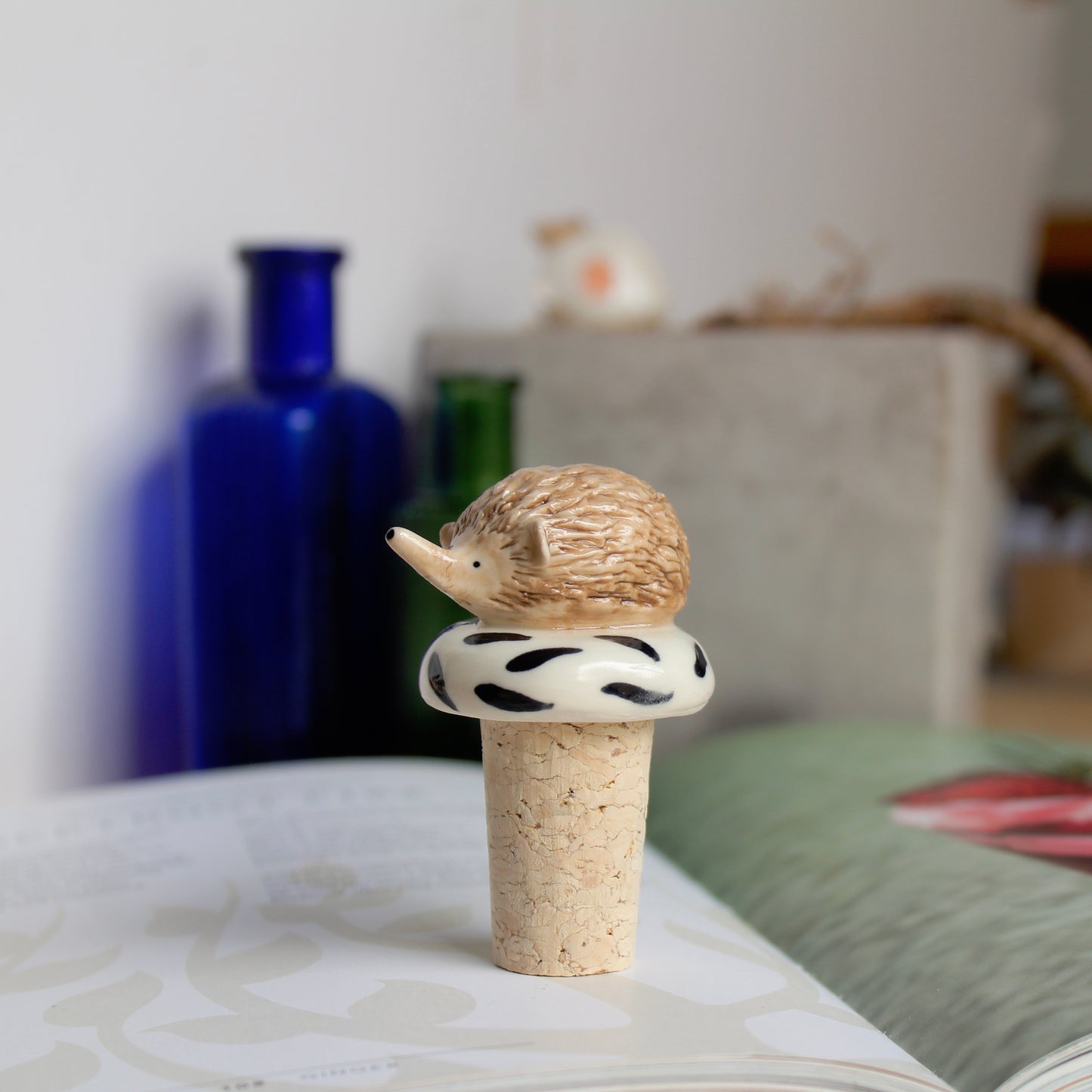 Ceramic hedgehog wine bottle stopper