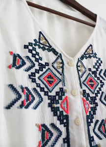 Starting at Stars Aztec Embroidered Top