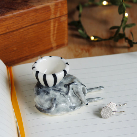 Ceramic Greyhound ring dish