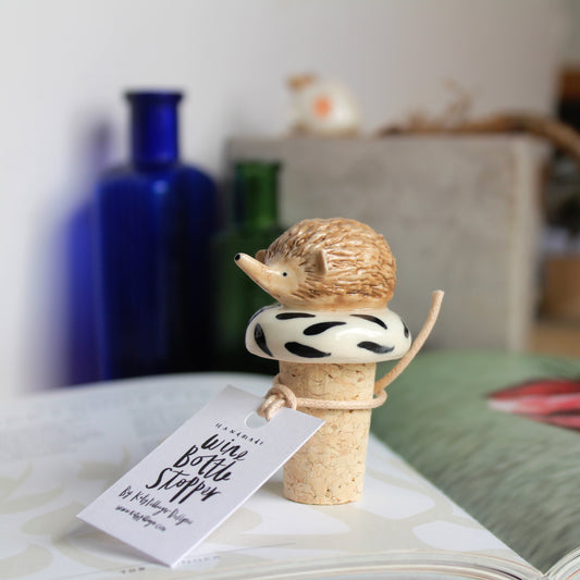 Ceramic hedgehog wine bottle stopper