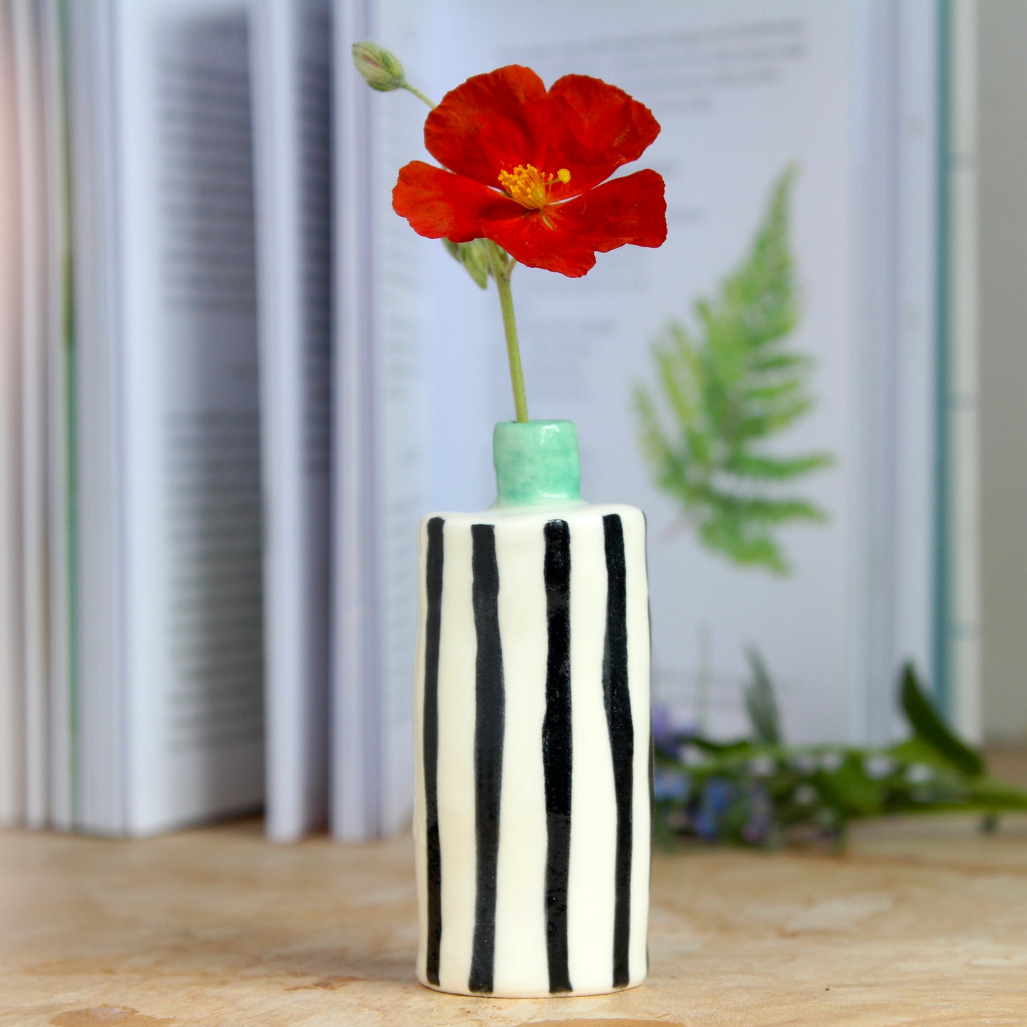 Small striped single stem bud vase