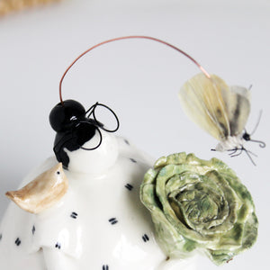 Ceramic Stargazer with Cabbage White Butterfly