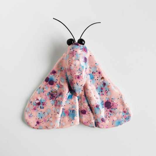 Ceramic Pink Speckled Moth Wall Decor