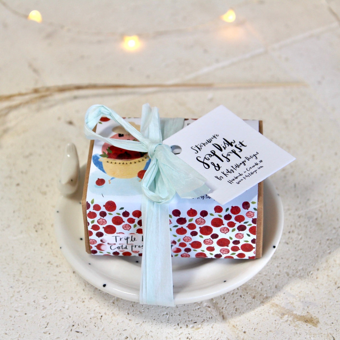 Ceramic Soap Dish & Soap Gift Set