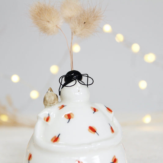 Ceramic Stargazer with Brown Bird