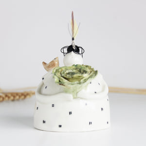 Ceramic Stargazer with Cabbage White Butterfly