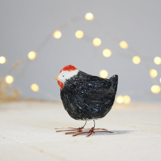 Ceramic Black Hen Ornament