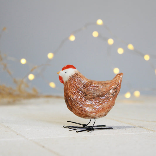 Mini Ceramic Common Brown Chicken