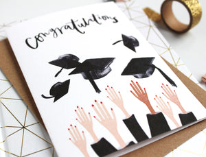 Graduation greetings card mortarboard hat black