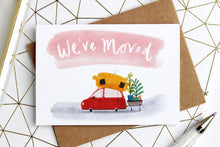 We've moved greetings card red and pink