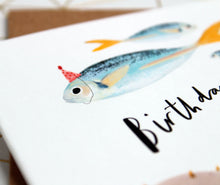 Fish in hats birthday card Birthday Fishes Card