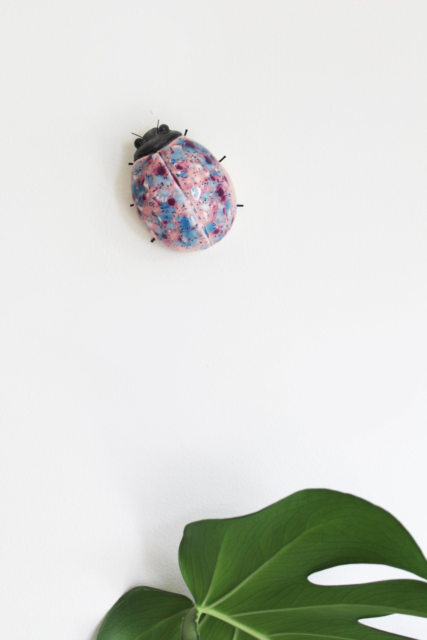 Pink Speckled Ladybird Ceramic Wall Decor