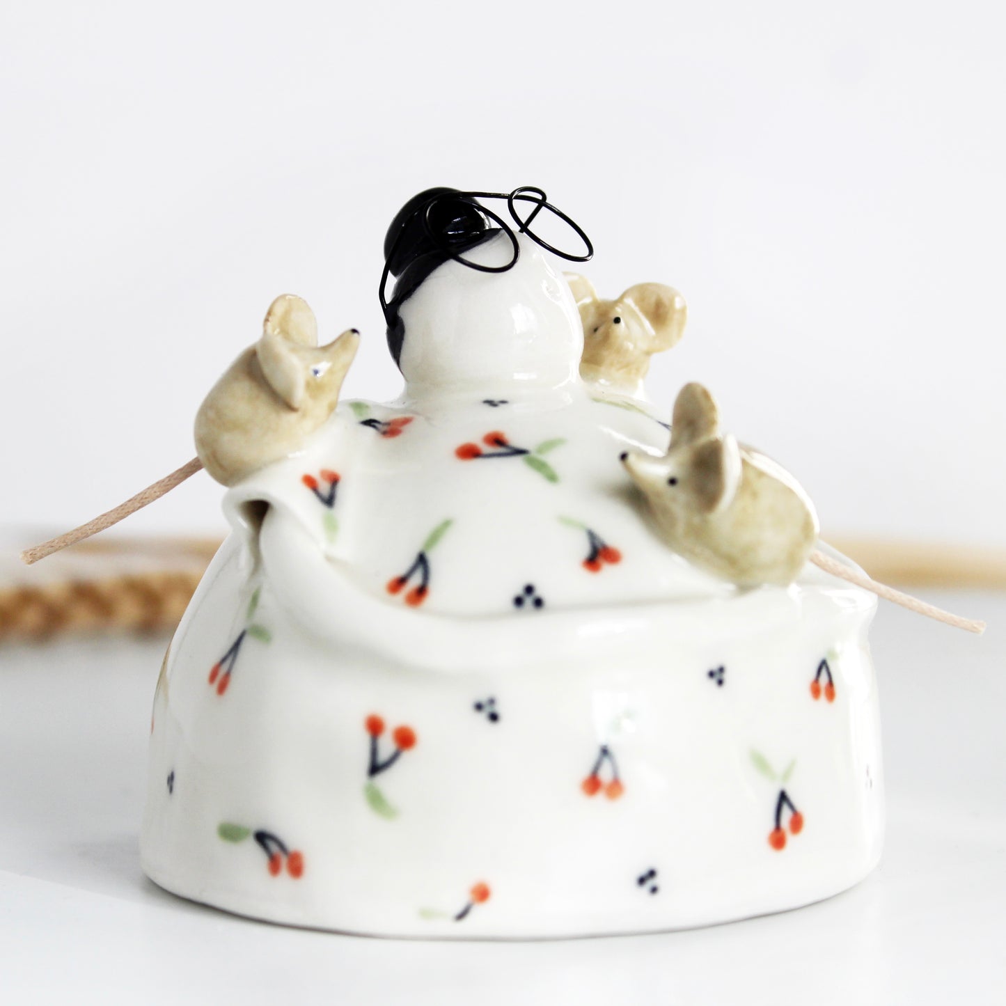 Ceramic Stargazer with Three Little Mice.