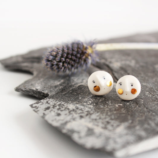 Handmade Ceramic Earstuds with Gold Lustre