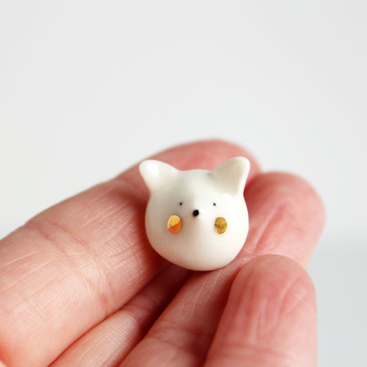 Mini Snow Fox Ceramic Pin