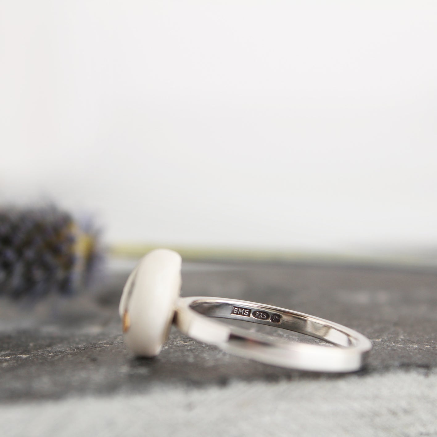 Face Ceramic Sterling Siver & Gold Lustre Ring