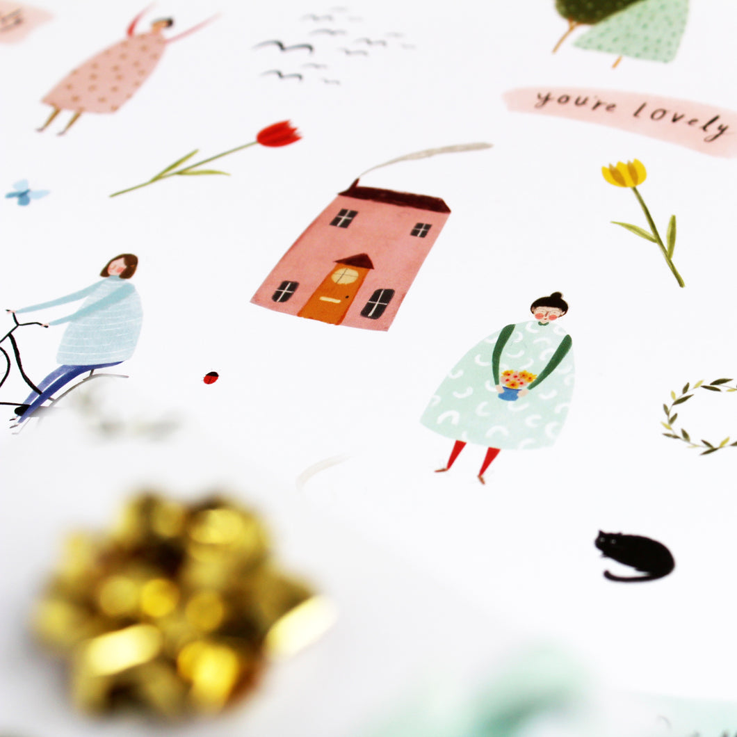 quirky gift wrapping paper by Katy Pillinger Designs